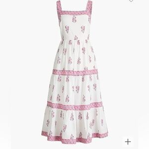 J. Crew Squareneck Block Print Midi Dress